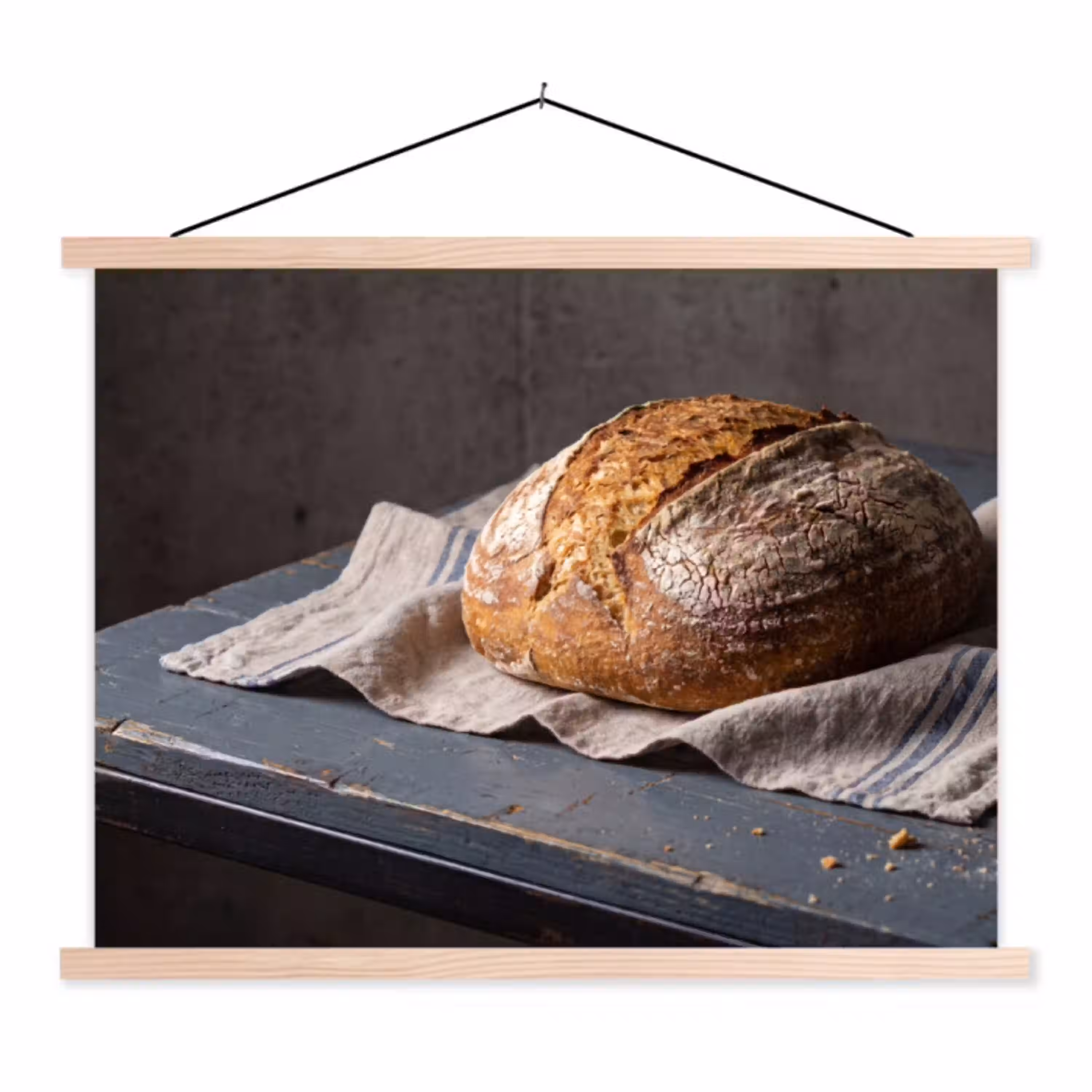 Brood - Rustiek - Eten textielposter latten blank klein -3d