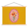 Lelie - Oranje - Lijst - Ovaal textielposter latten blank klein -3d