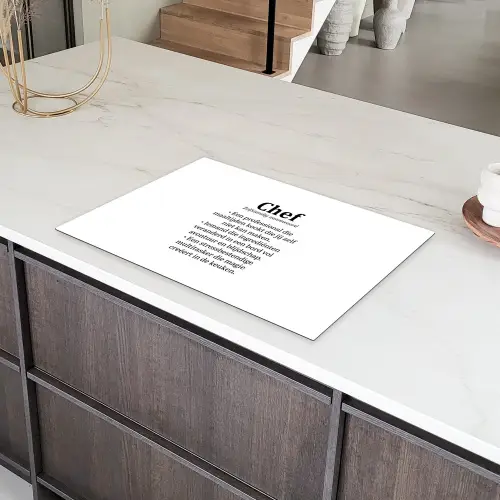 Kok - Definitie - Chef - Koken - Keuken - Spreuken - Woordenboek Inductie beschermer vinyl 3mm klein -sfeer8
