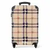 Beige ruitpatroon met visgraatlijnen in zwart en bruin NBS - Handbagage koffer - Kinderen Unisex middel -productfoto_recht