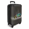 Blauwe auto met grijze vlammen Koffer - NBS - Handbagage middel -productfoto_3d