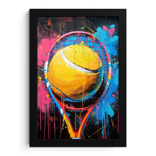 Graffiti - Tennis - Sport - Racket fotolijst zwart zonder passe partout klein -3d