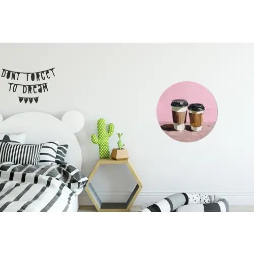 Koffiebekers - Deksel - Verf - Textuur Wandcirkel aluminium klein -kinderkamer