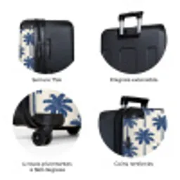 Symmetrisch - Palm - Blauw NBS - Large koffer - Volwassenen Unisex groot -zzzzzzzbolletjes_FR