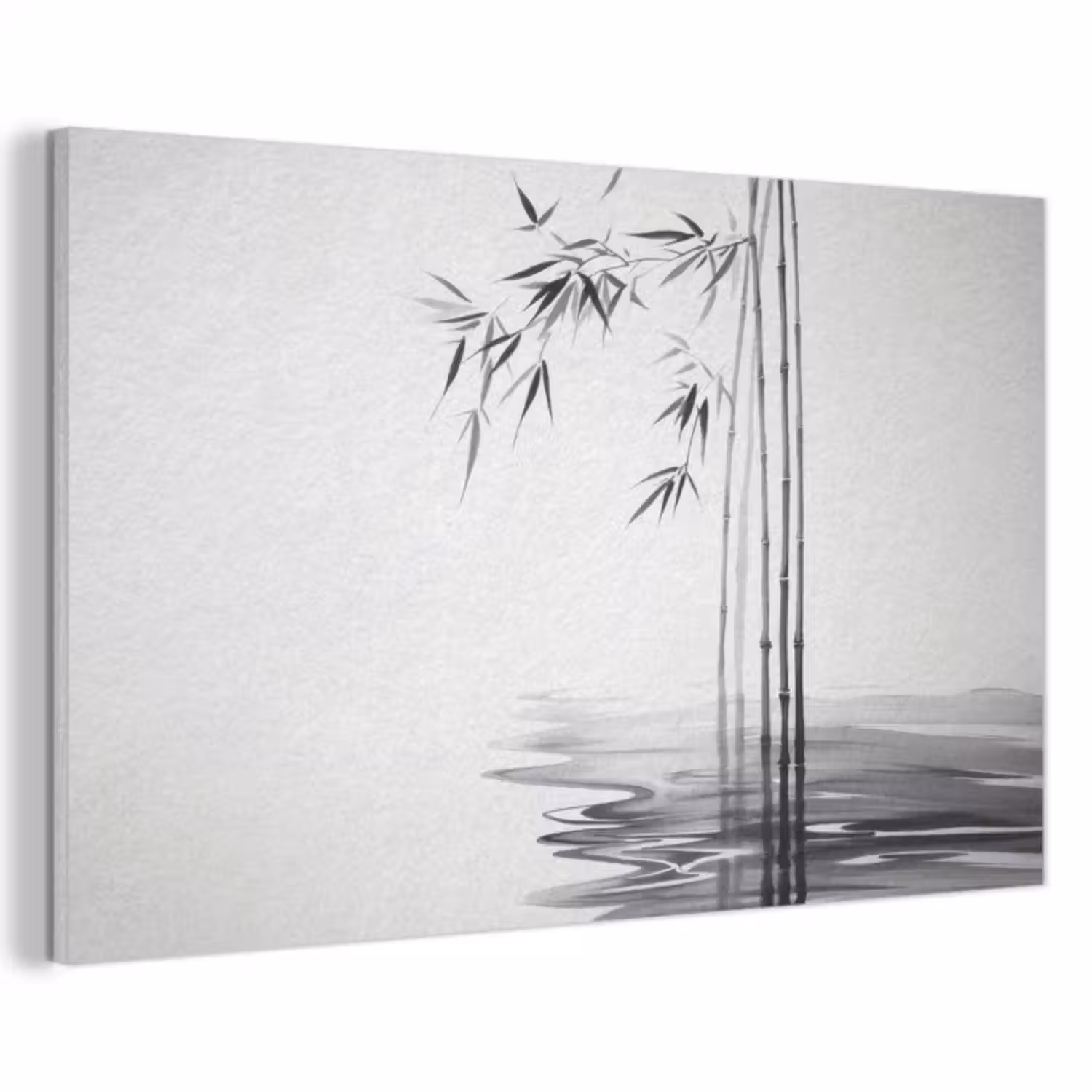 Akoestisch schilderij - Bamboestammen - Water - Minimalistisch - Wit