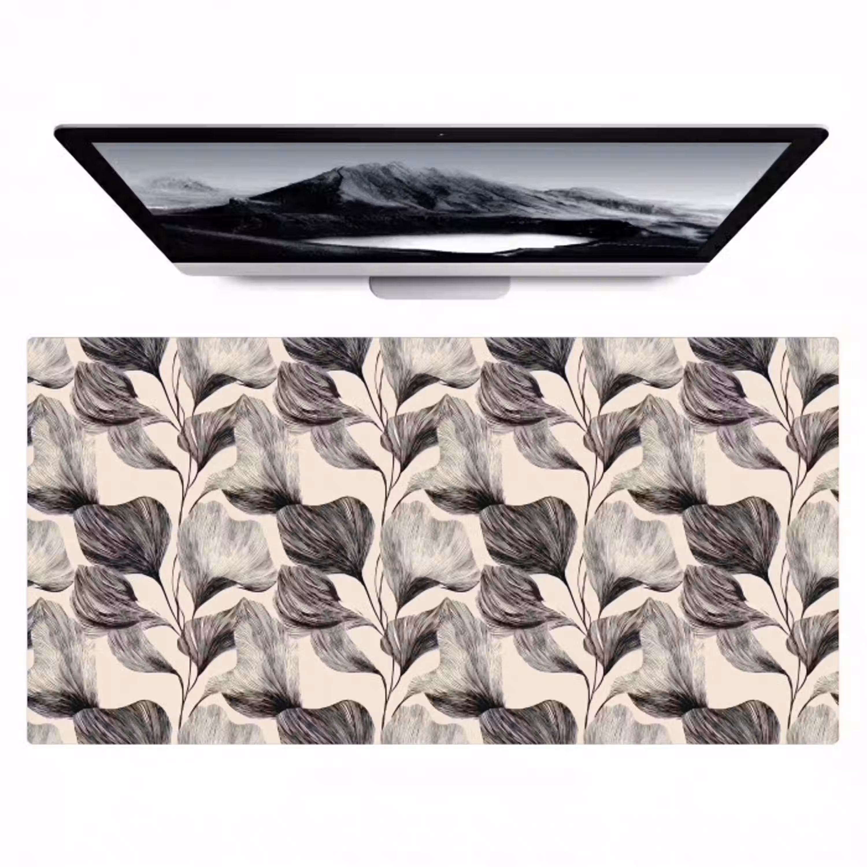 Botanisch - Bladeren - Zwart Muismat XXL klein 681 -zzz3d