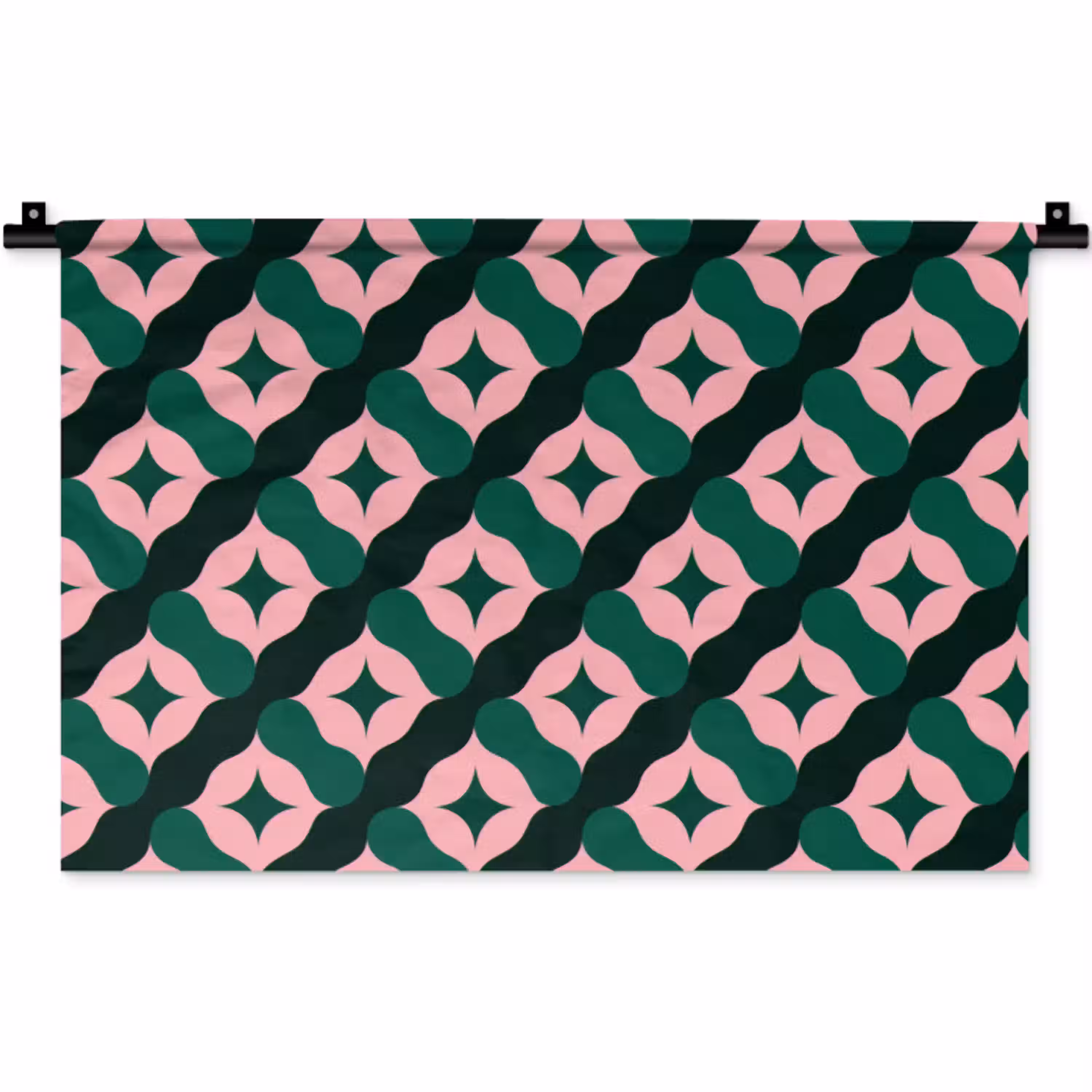 Groen - Roze - Retro - Sterren Wandkleed katoen klein 269 -zz3d
