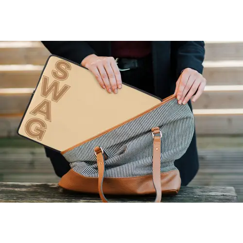 Swag - Bruin - Beige laptophoes neopreen klein -tas