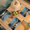 Winterkermis - Dorp - Kleurrijk Placemat vinyl groot -zzsfeer5_Kitchenyeah-website