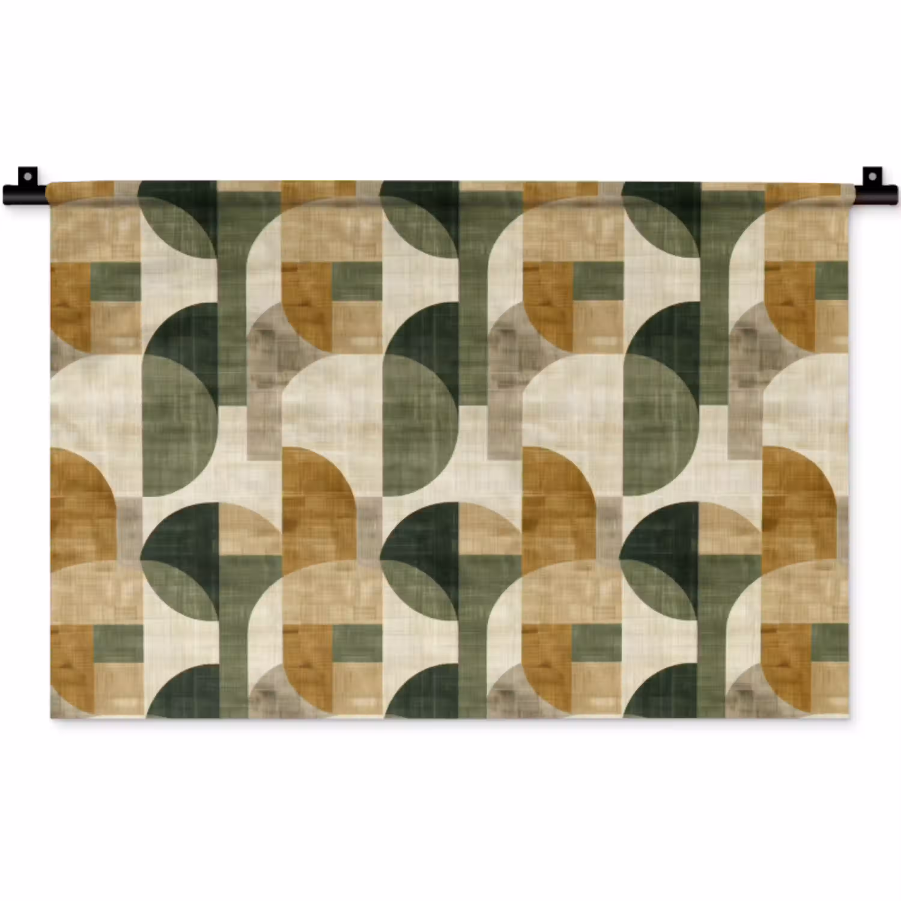 Olijfgroen - Geometrisch - Abstract - Mid-Century - Linnen - Patroon Wandkleed katoen klein 269 -zz3d