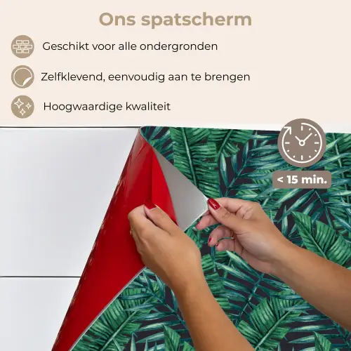 Palmbladeren - Blauw - Tint - Zwart keuken achterwand spatscherm klein 900 -spatscherm_NL