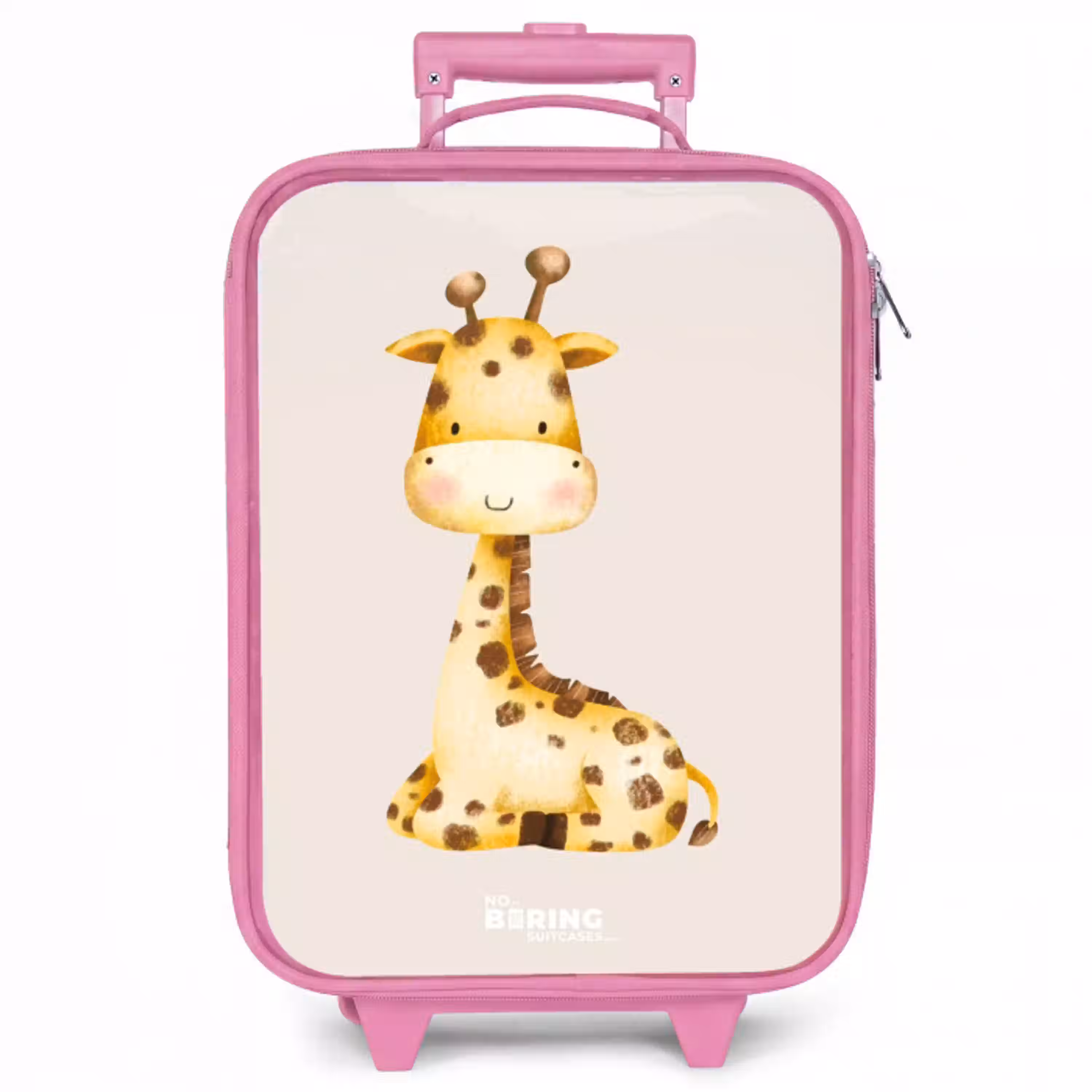 Liggende giraffe illustratie op beige achtergrond Kinderkoffer - Roze klein -zzz_website3d