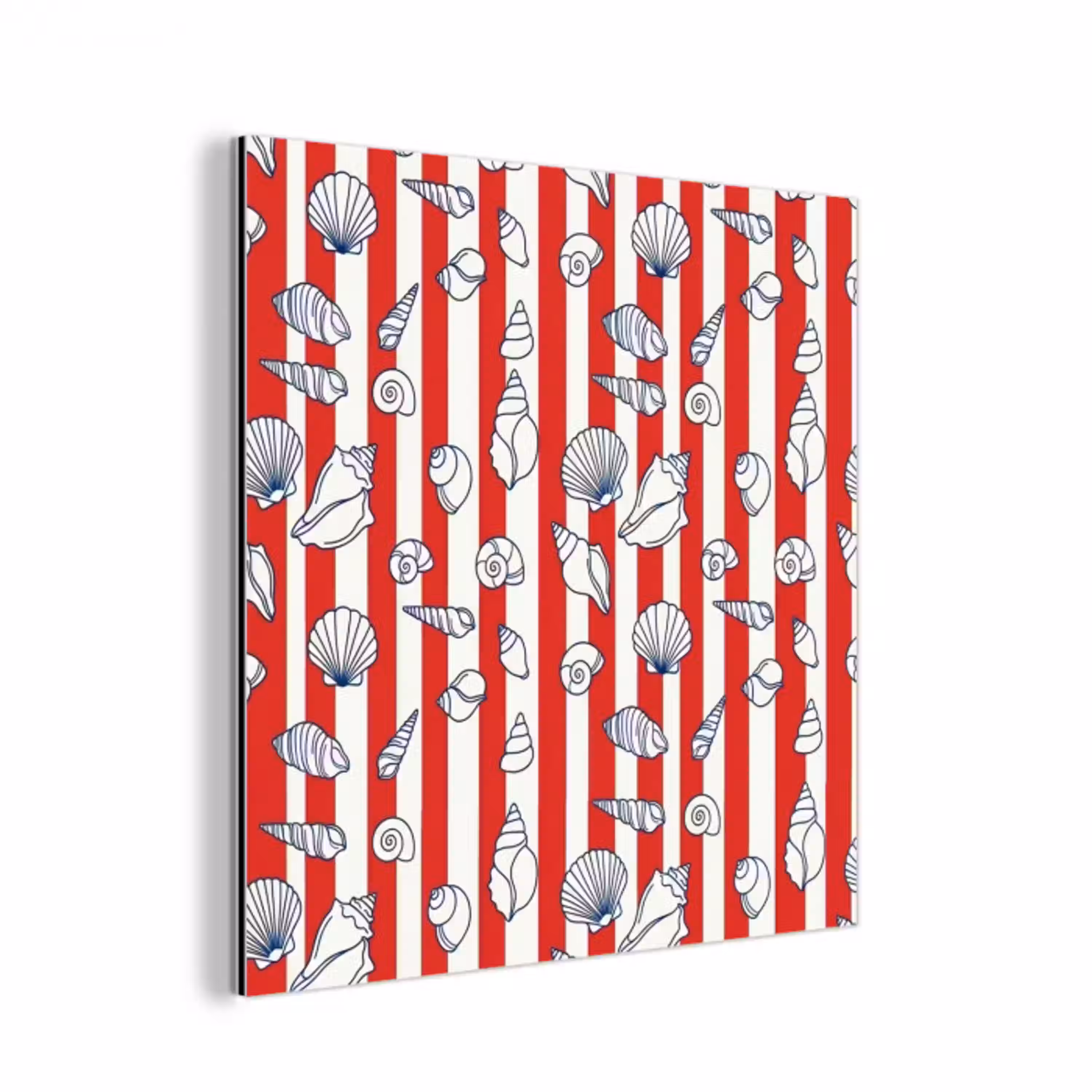 Schelp - Zeedieren - Zomer - Illustratie - Rood - Blauw aluminium wit klein -3d