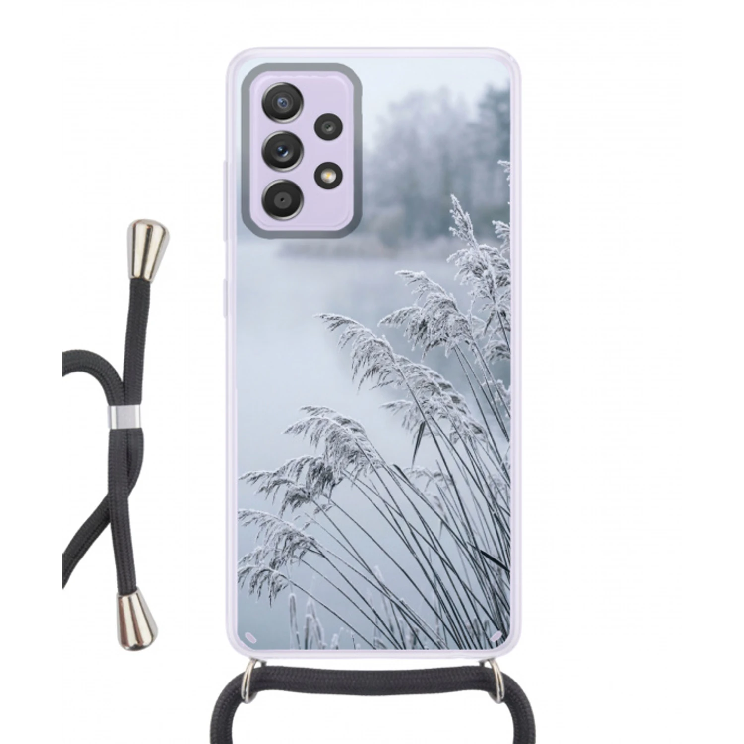 Riet - Bevroren - Winter - Natuur Hoesje Samsung Galaxy A52 5G met koord klein -3d