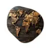 Wereldkaart -  Hout - Mozaïek Wandcirkel Organisch Aluminium middel -3d