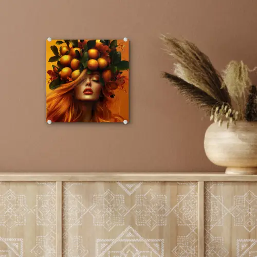Vrouw - Citroenen - Bloesem - Geel plexiglas 5mm klein -sfeer5