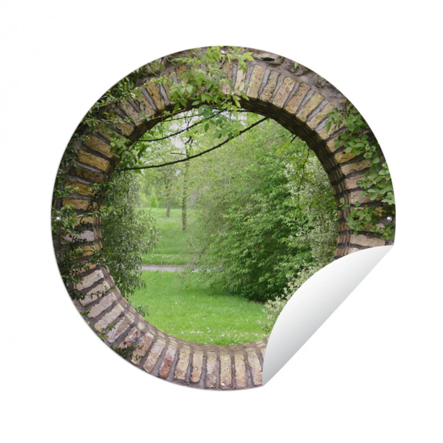 Park - Doorkijk - Natuur Wandcirkel tuinposter met ringen klein -3d