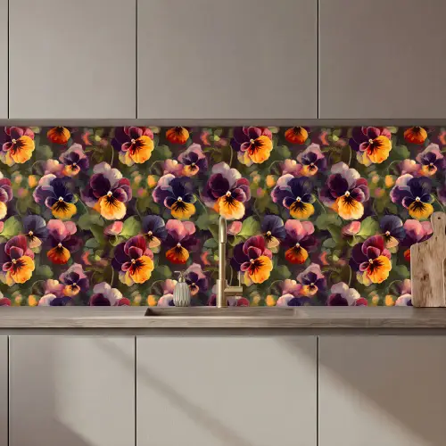 Warm - Patroon - Penseel - Viooltjes keuken achterwand 2 middel 871 zz_3dshopping
