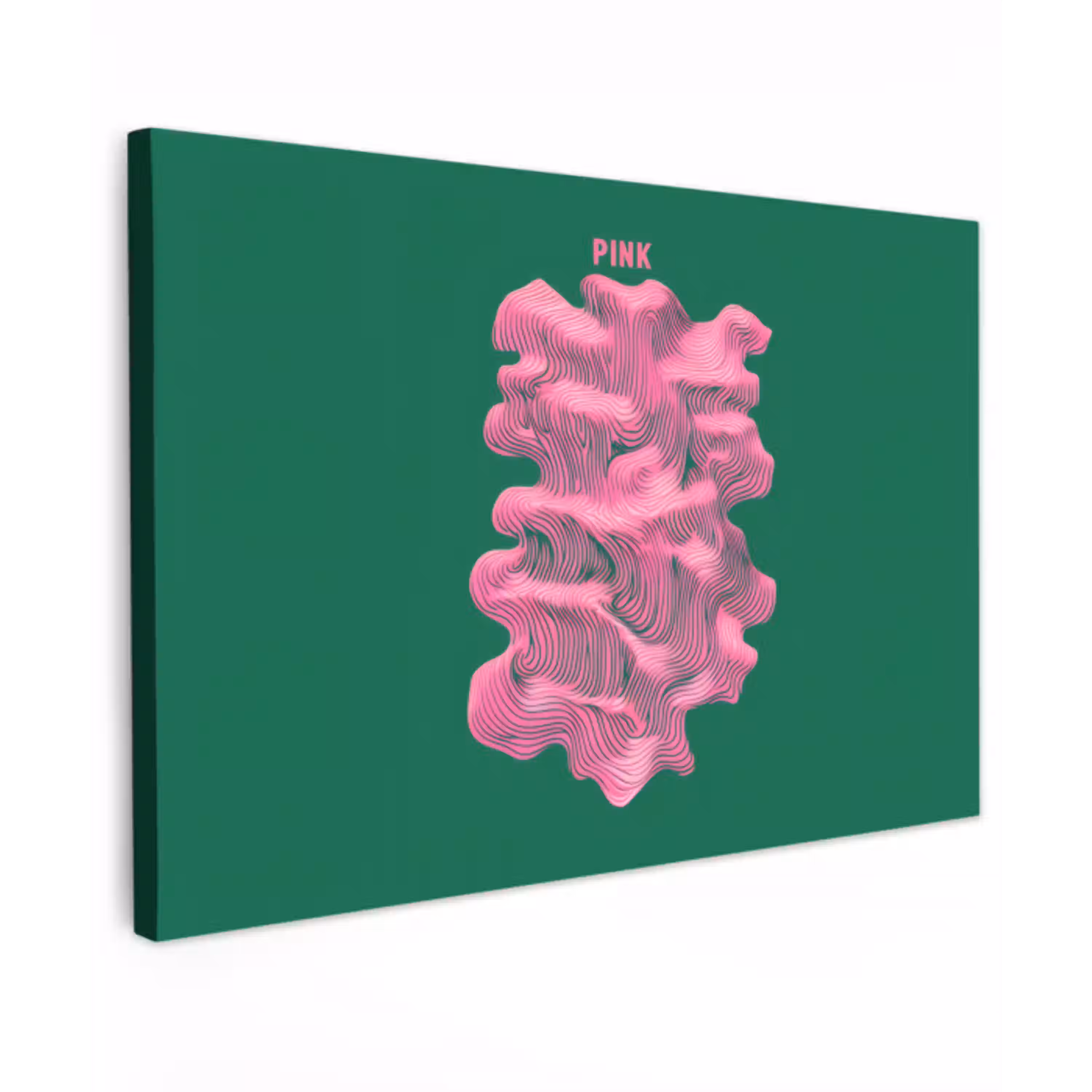 Abstract - Pink - Lijnen - Groen canvas 2cm klein -z3d