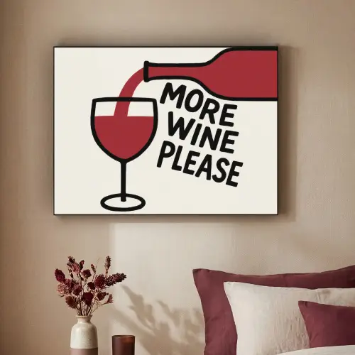Wijnfles - Quote - Rood - Glas Textielframe zwart klein -sfeer1