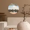 Gezicht op Delft - Schilderij van Johannes Vermeer Wandcirkel kunststof plaat 5mm dik klein -sfeer1
