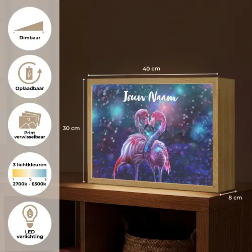 Flamingo's - Dieren - Ruimte - Galaxy Light Box met batterij (Wandlamp kind) middel -USP_websiteoverzichtNL