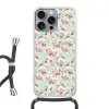Rozen - Vogels - Pastel - Kleurrijk Hoesje iPhone 16 Pro Max met koord klein 804 -3d