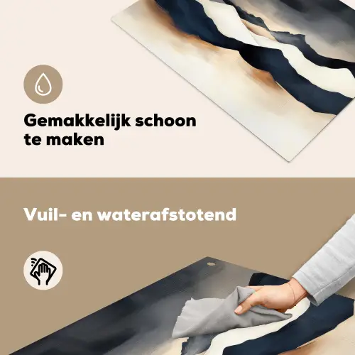 Bergen - Donkerblauw - Landschap Inductie beschemer met haakjes klein -ky-schoon-nl