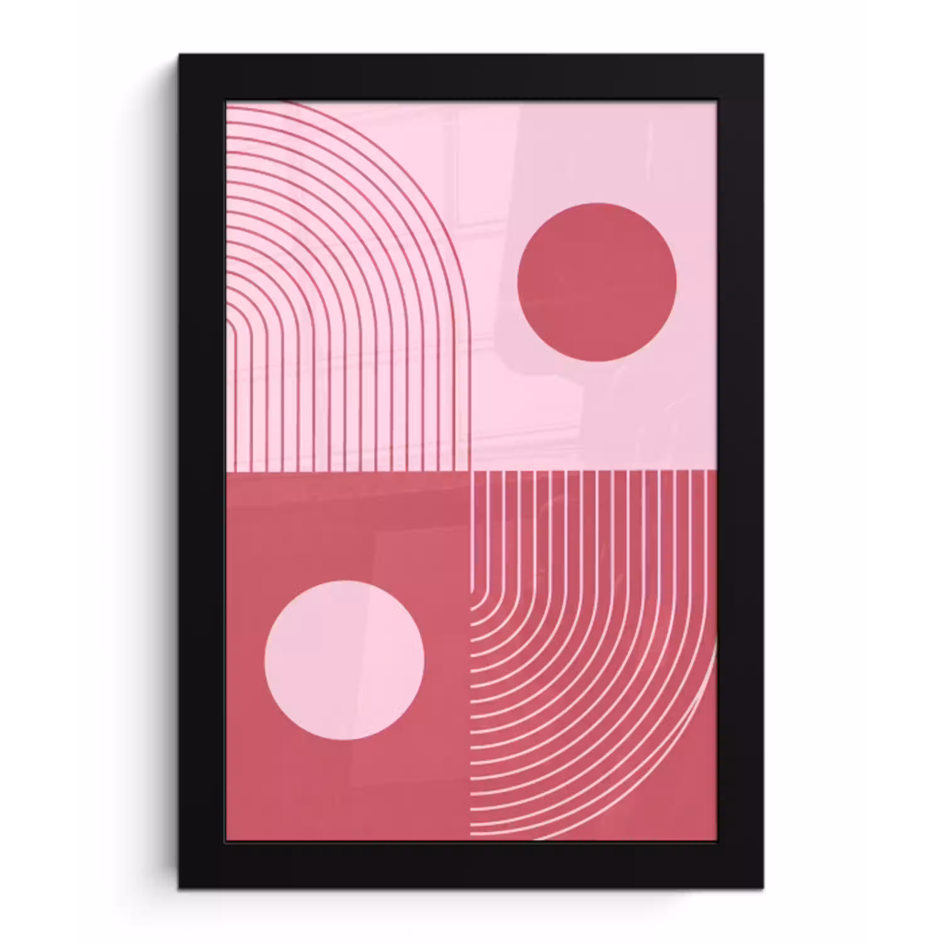 Geometrie - Patroon - Abstract - Roze - Modern fotolijst zwart zonder passe partout klein -3d