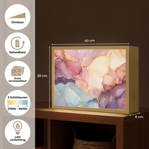 Marmer - Kleurrijk Light Box met batterij (Wandlamp) middel -USP_websiteoverzichtNL
