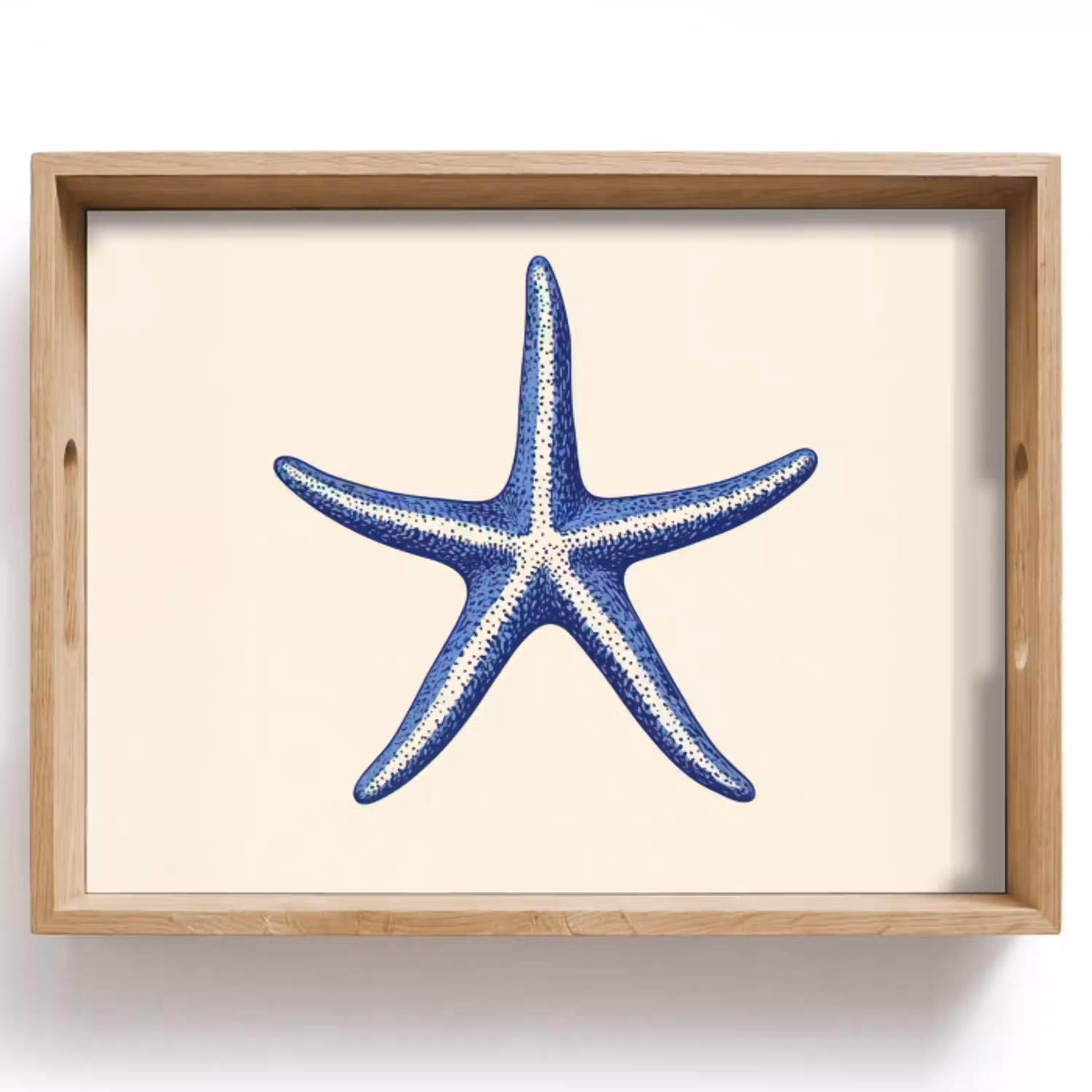 Blauwe zeester - Minimalistisch - Beige Dienblad Rechthoek middel -z3d_shopping
