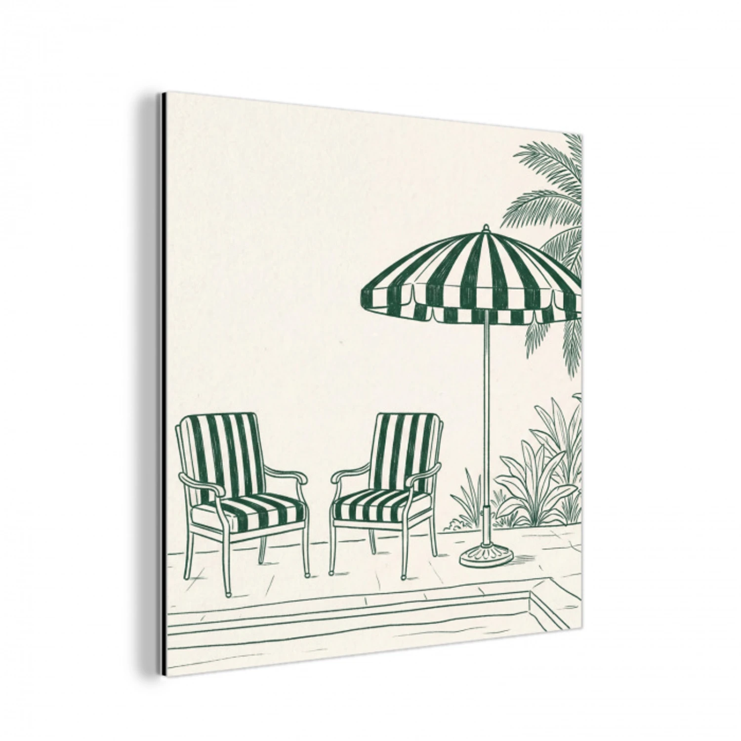 Terras - Illustratie - Groen aluminium wit klein -3d
