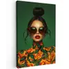 Vrouw - Groen - Modern - Bril - Abstract Tuinposter op houten frame 2 cm dik klein -3d