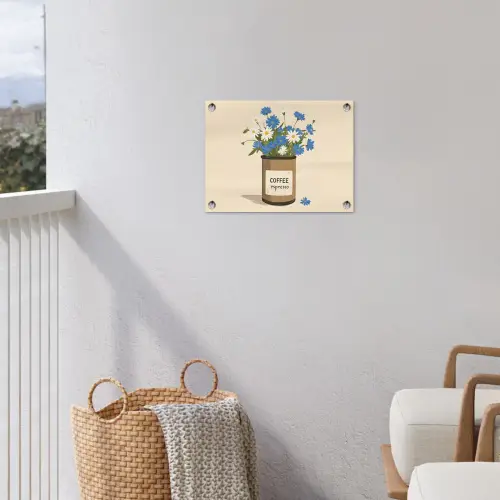 Coffee - Blik - Minimalistisch - Bloemen tuinposter los doek klein -sfeer8