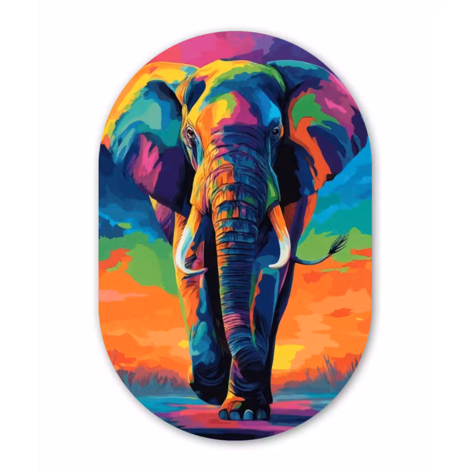 Wandoval Glas – Olifant - Kleurrijk - Lucht - Abstract