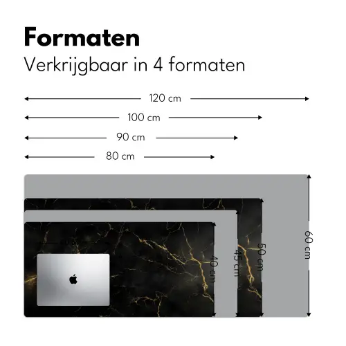 Zwart marmer - Gouden aders - Klassiek Muismat XXL klein -sfeer5