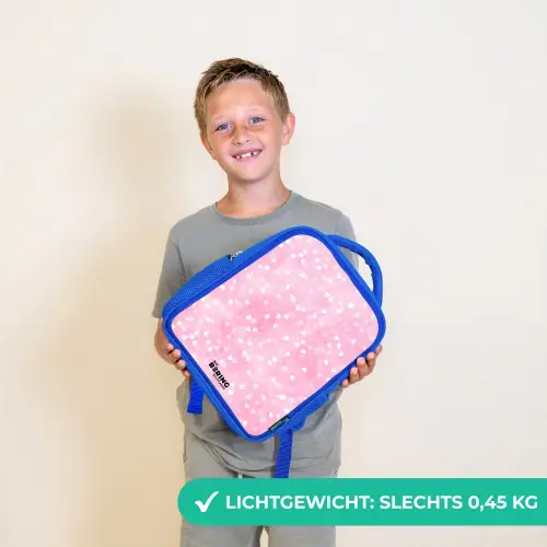 Roze glitter hartjes Kinderrugzak - Blauw middel -sfeer1_NL