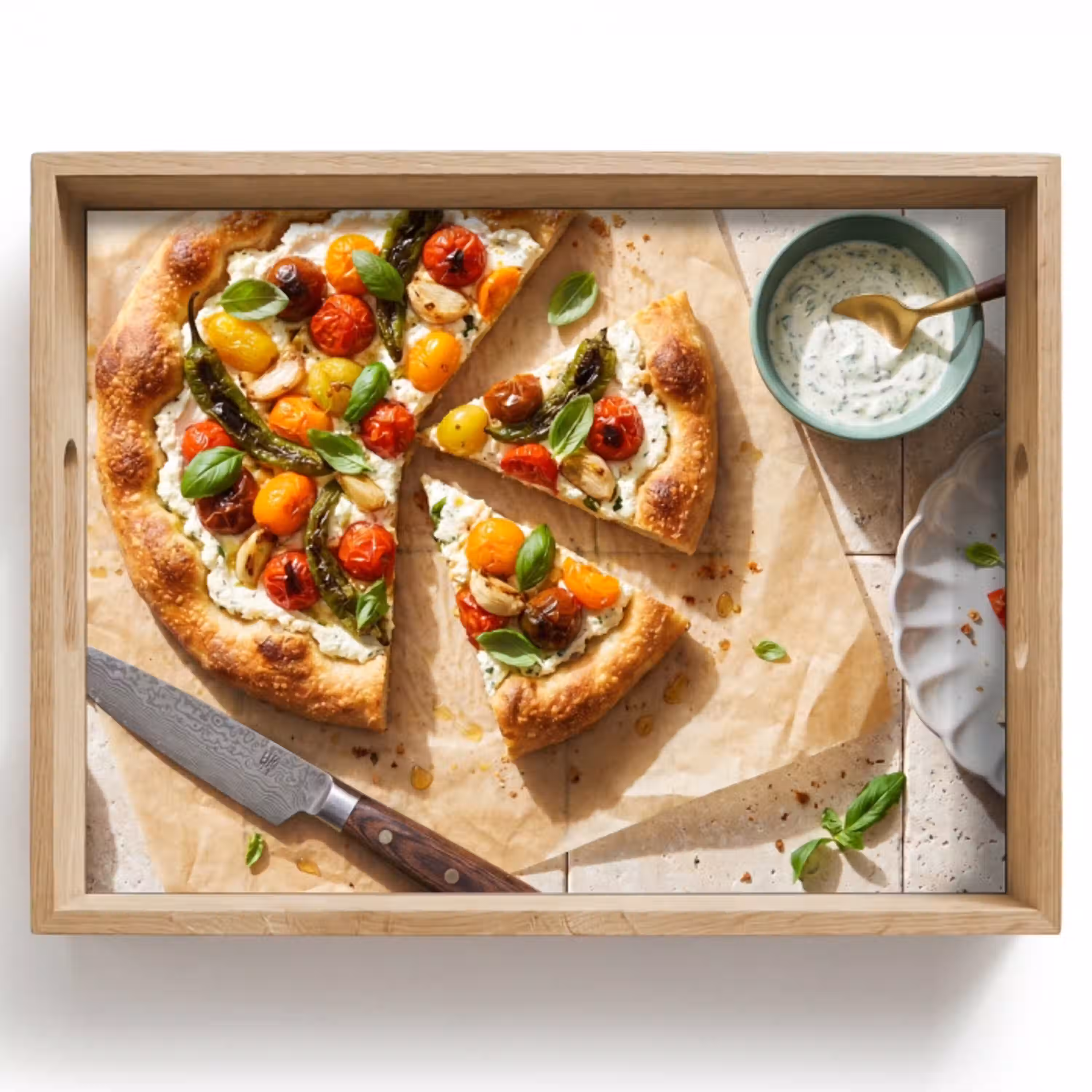 Eten - Tomaten - Basilicum - Maaltijd - Vers Dienblad Rechthoek middel -z3d_shopping