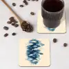Vissen - Minimalistisch - Blauw onderzetter kurk middel -sfeer2