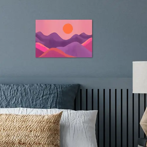 Zon - Heuvels - Paars - Abstract poster papier klein -sfeer2