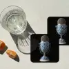 Microfoon - Delfts blauw - Muziek onderzetter kurk middel -sfeer4