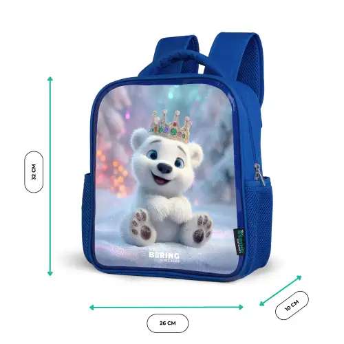 IJsbeer - Kroon - Winter Kinderrugzak - Blauw middel -productfoto_formaten