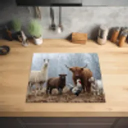 Boerderijdieren - Groep - Mist - Natuur - Rustiek Inductie beschermer vinyl 3mm middel -sfeer5