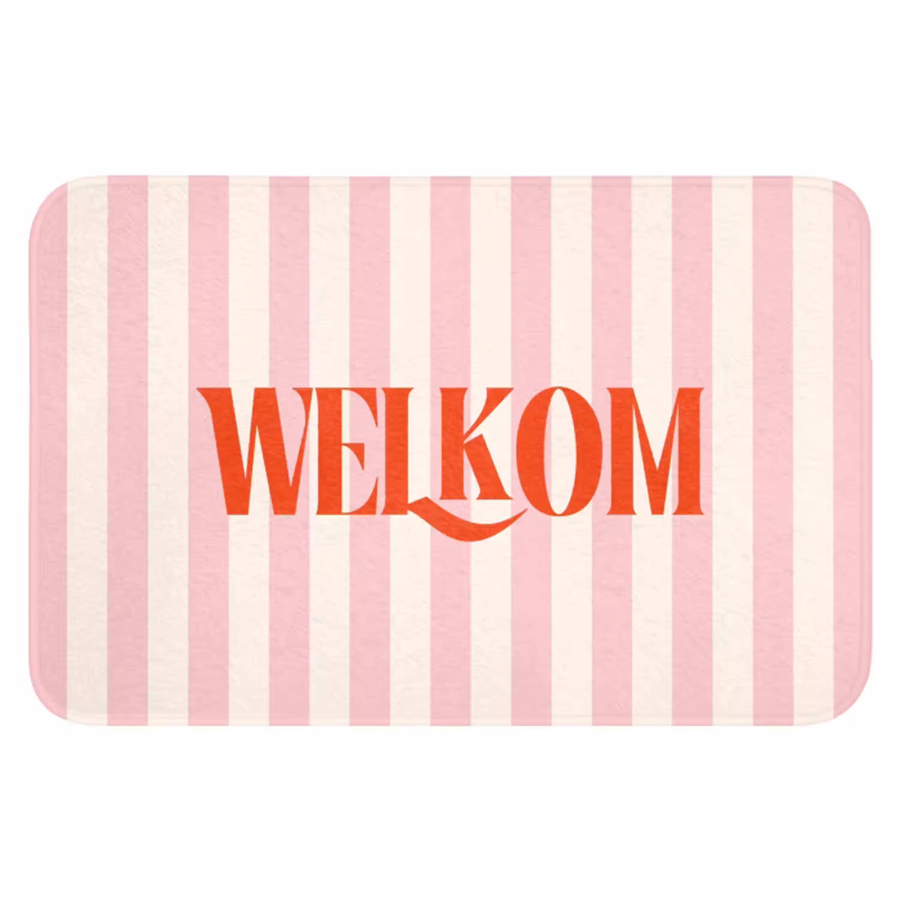 Zachtroze - Rood - Strepen - Welkom WCmat klein -3d