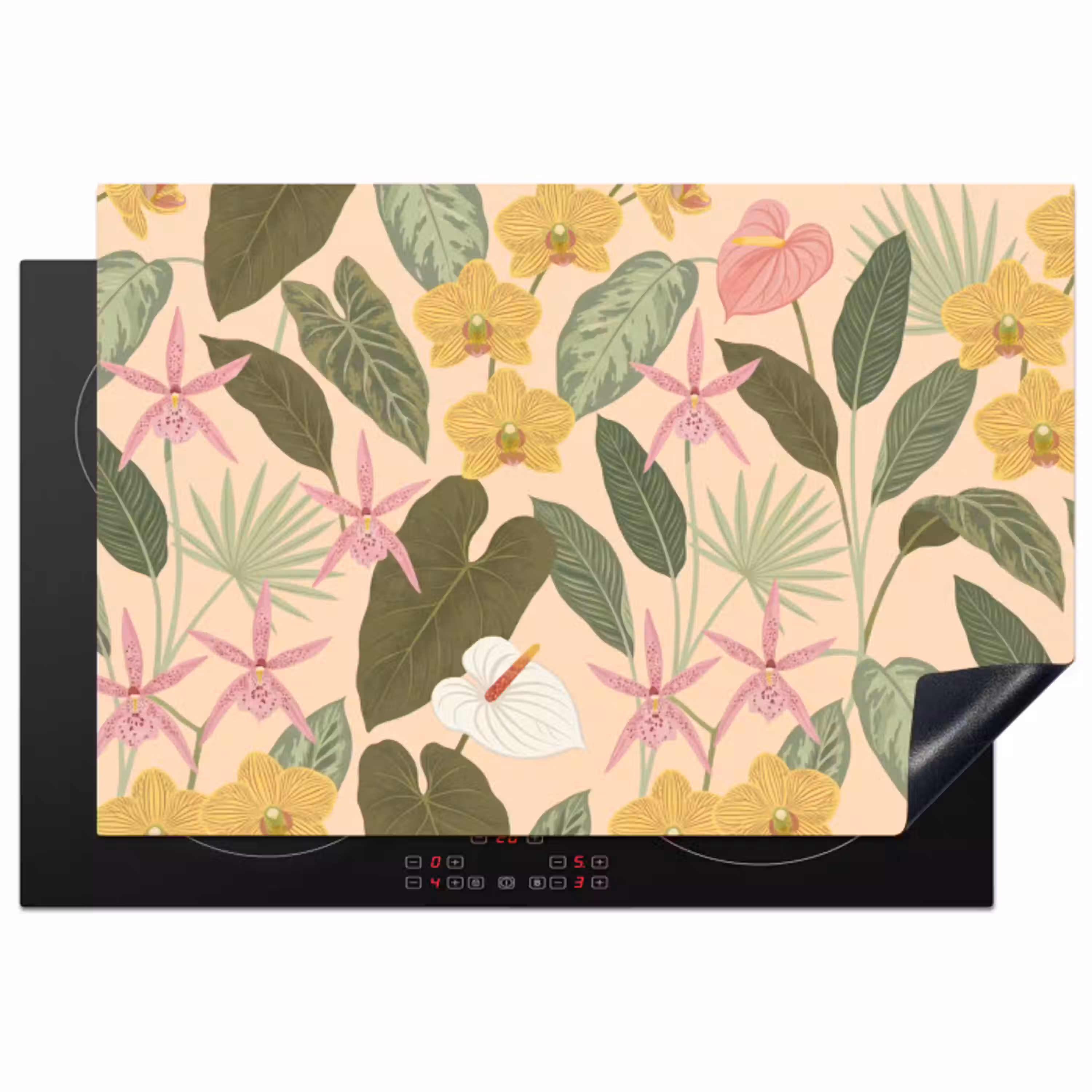 Patroon - Bloemen - Kleurrijk Inductie beschermer vinyl 3mm klein -3d