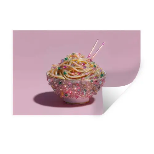 Noodles - Edelstenen - Stokjes - Roze Muursticker klein -3d
