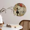 Graffiti - Banksy - Meisje - Street art Wandcirkel kunststof plaat 5mm dik klein -sfeer4