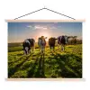 Koeien - Zon - Gras - Dieren - Boerderij textielposter latten blank klein -3d