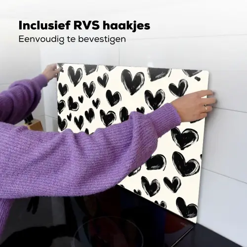 Hartjes - Patroon - Zwart Inductie beschemer met haakjes klein 777 -ky-ophangen-nl