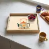 Oranje - Theepot - Bloemen - Bladeren Dienblad Rechthoek middel -sfeer2